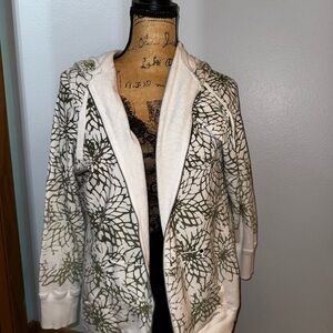 Calvin Klein Jeans White/ Green Zip Up Hoodie